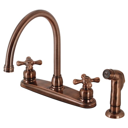 Kingston Brass KB726AXSP Vintage 8" Centerset Kitchen Faucet, Antique Copper KB726AXSP